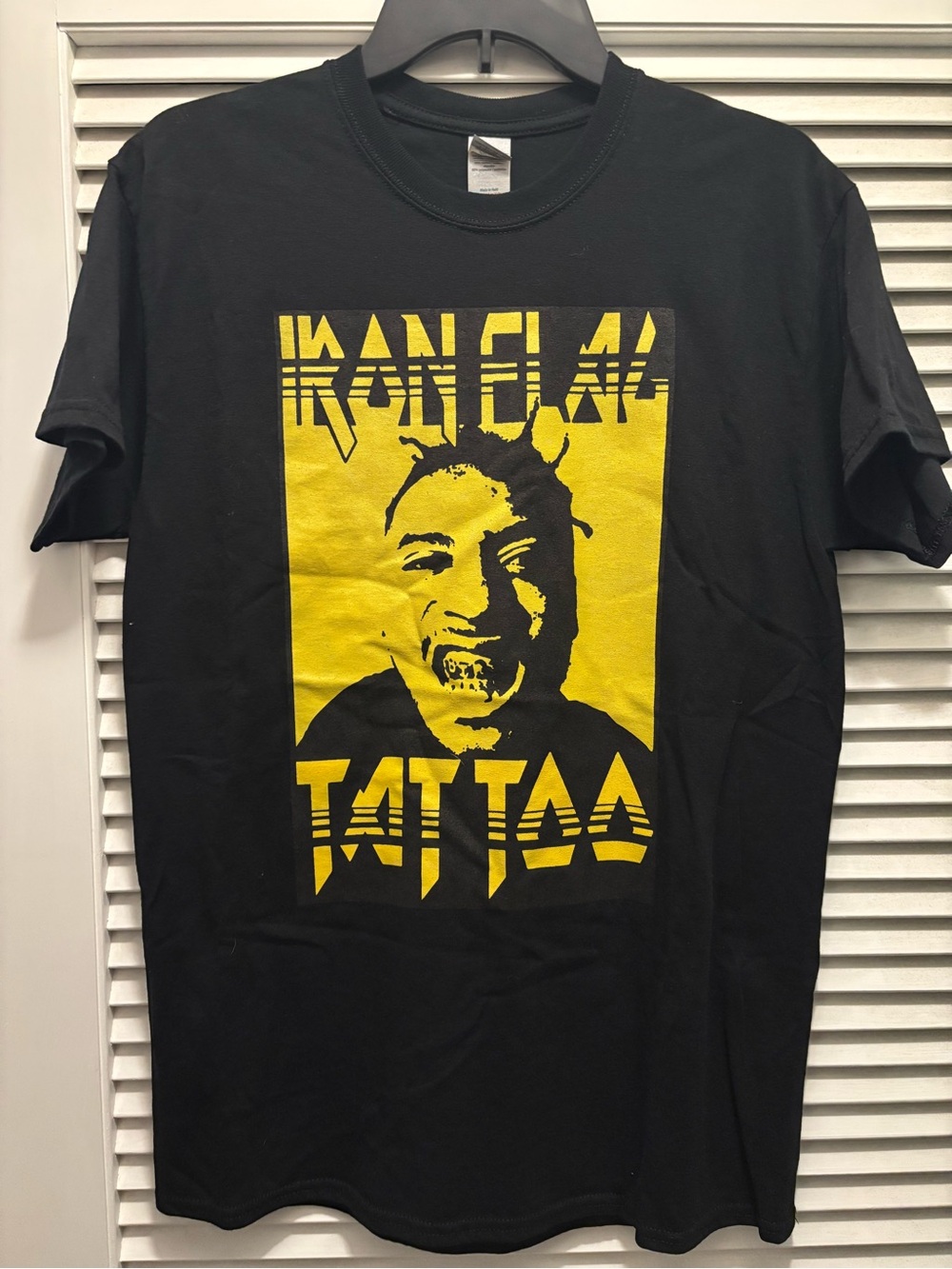 Black Short Sleeve Graphic Tee with Yellow Print